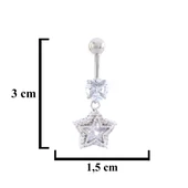 316L Çelik Yıldız Model Zirkon Taşlı Piercing  PRC-224 - 4