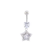 316L Çelik Yıldız Model Zirkon Taşlı Piercing  PRC-224 - 1