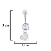 316L Çelik Kalp Model Zirkon Taşlı Piercing  PRC-222 thumbnail 4