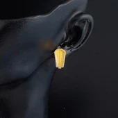 Trabzon Hasır 14 Ayar Sarı Altın Küpe - 4