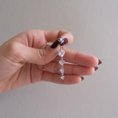 316L Çelik 4 Sıra Kalp Model Zirkon Taşlı Piercing  PRC-219 thumbnail 2