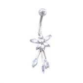 316L Çelik Büyük Çiçek  Model Zirkon Taşlı Piercing  PRC-218 - 1