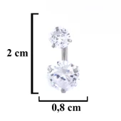 316L Çelik Küçük Beyaz Zirkon Taşlı Piercing PRC-214 - 3