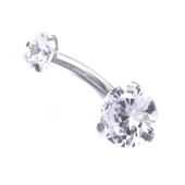 316L Çelik Küçük Beyaz Zirkon Taşlı Piercing PRC-214 - 4