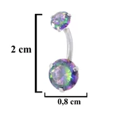 316L Çelik Küçük Mor Zirkon Taşlı Piercing  PRC-208 thumbnail 3