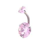 316L Çelik Pembe Zirkon Taşlı Piercing PRC-207 - 1