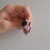 316L Çelik Pembe Zirkon Taşlı Piercing PRC-207 - 2