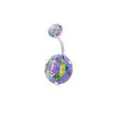 316L Çelik Mor Zirkon Taşlı Piercing PRC-206 - 1