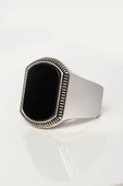 Siyah Oniks Taşlı 925 Gümüş Erkek Yüzük thumbnail 7