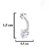 316L Çelik Küçük Zirkon Taşlı Piercing  PRC-212 - 3