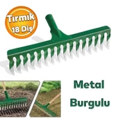 Metal Burgulu Bahçe Tarla Tırmık 18 Diş Çim Peyzaj Yaprak Ot Saman Temizleme Toprak İşleme Tırmığı - 1