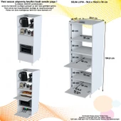 Modilayn SİLVA LOYA 59,6 x 194,6 x 56 cm 2 Kapaklı Ankastre Fırın ve Mutfak Dolabı thumbnail 4