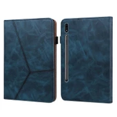 Samsung Galaxy Uyumlu Tab S7+/s8+/s9+/s9 Fe+doğru Renk Strıpe Kabartmalı Deri Tablet Kılıfı - 1