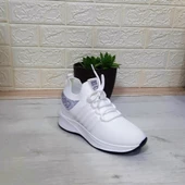 M.P 1669 Beyaz İçten Gizli Topuk (7cm) Taşlı Bayan Spor Ayakkabı thumbnail 9