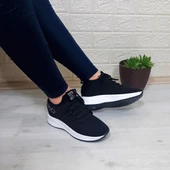 M.P 1669 Siyah İçten Gizli Topuk (7cm) Taşlı Bayan Spor Ayakkabı thumbnail 3