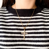 FerizZ Altın Kaplama Tek Sıra Zirkon Taşlı Hac Kolye Ucu TGR-494 thumbnail 2