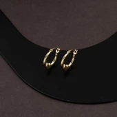 Orta Boy 14 Ayar Altın Kalp Halka Küpe thumbnail 4