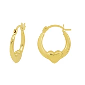 Orta Boy 14 Ayar Altın Kalp Halka Küpe thumbnail 1