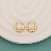 Orta Boy 14 Ayar Altın Kalp Halka Küpe thumbnail 2