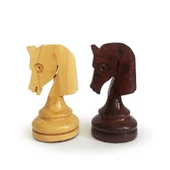 El Yapımı Şimşir Satranç Taşı Nazik At 85mm Krem-Kahve - 6