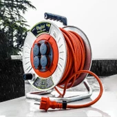 Makaralı Seyyar Kablo Kapaklı 4 Prizli Metal Uzatma Kablosu 3x1.5 mm TTR Kablo 35 Metre - 8
