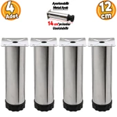 Ayarlanabilir Mobilya Kanepe Baza Koltuk Metal Destek Yükseltici Ayağı 12 cm Krom Ayakları (4 ADET) - 1