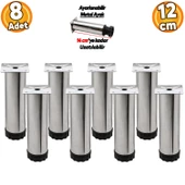 Ayarlanabilir Mobilya Kanepe Baza Koltuk Metal Destek Yükseltici Ayağı 12 cm Krom Ayakları (8 ADET) - 1