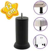 Metal Destek Ayağı 12 Cm Siyah Mobilya Kanepe Baza Koltuk Ünite Ayakları Metrik 8 Civatalı İnce Diş thumbnail 1