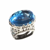 925 Ayar Gümüş Mavi Sentetik Safir Taşlı Yüzük thumbnail 7