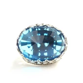 925 Ayar Gümüş Mavi Sentetik Safir Taşlı Yüzük thumbnail 1