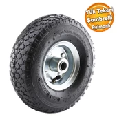 El Arabası Yük Taşıma Tekeri Siboplu Bilyeli Rulmanlı Havalı Dublex 260x80 mm Çelik Jant Tekerlek - 1