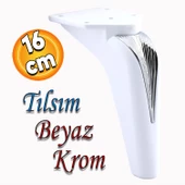 Tılsım Mobilya Oturma Yükseltici Kanepe Sehpa TV Ünitesi Koltuk Ayağı Baza Ayakları Beyaz Krom 16 cm - 1