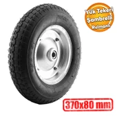 El Arabası Yük Taşıma Tekeri Siboplu Bilyeli Rulmanlı Havalı Dublex 370x80 mm Çelik Jant Tekerlek thumbnail 1