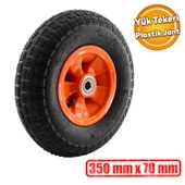 El Arabası Yük Taşıma Tekeri Siboplu Bilyeli Rulmanlı Şişme Havalı 350x70 mm Plastik Jant Tekerlek - 1