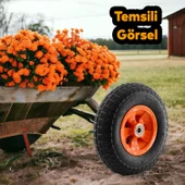 El Arabası Yük Taşıma Tekeri Siboplu Bilyeli Rulmanlı Şişme Havalı 350x70 mm Plastik Jant Tekerlek - 6