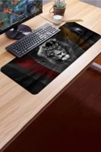 SonicTouch Aslan Kral Temalı Sarı Kırmızı Kaymaz Gaming Oyuncu Masaüstü Dikişsiz Siyah Klavye Mouse Pad 32x70Cm - 3