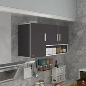 Kenzlife hazır mutfak mirandus32 gri 060*120*32 mutfak banyo dolabı kapaklı raflı - 1