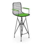 Knsz kafes tel bar sandalyesi 1 li zengin syhyşl kolçaklı 75 cm oturma yüksekliği ofis cafe bahçe mutfak thumbnail 2