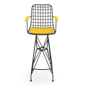 Knsz kafes tel bar sandalyesi 1 li zengin syhsrı kolçaklı 75 cm oturma yüksekliği ofis cafe bahçe mutfak thumbnail 3