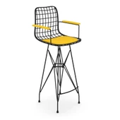 Knsz kafes tel bar sandalyesi 1 li zengin syhsrı kolçaklı 75 cm oturma yüksekliği ofis cafe bahçe mutfak thumbnail 2