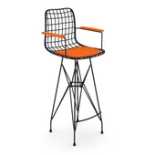 Knsz kafes tel bar sandalyesi 1 li zengin syhtrn kolçaklı 75 cm oturma yüksekliği ofis cafe bahçe mutfak thumbnail 2