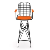 Knsz kafes tel bar sandalyesi 1 li zengin syhtrn kolçaklı 75 cm oturma yüksekliği ofis cafe bahçe mutfak thumbnail 3