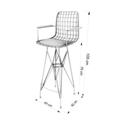 Knsz kafes tel bar sandalyesi 1 li zengin syhbonar kolçaklı 75 cm oturma yüksekliği ofis cafe bahçe mutfak thumbnail 5