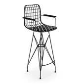 Knsz kafes tel bar sandalyesi 1 li zengin syhviona kolçaklı 75 cm oturma yüksekliği ofis cafe bahçe mutfak thumbnail 3