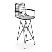 Knsz kafes tel bar sandalyesi 1 li zengin syhtalen kolçaklı 75 cm oturma yüksekliği ofis cafe bahçe mutfak thumbnail 1