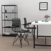 Knsz kafes tel sandalyesi 1 li mazlum syhviona kolçaklı sırt minderli ofis cafe bahçe mutfak thumbnail 3