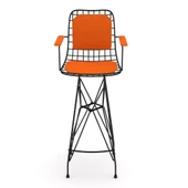 Knsz kafes tel bar sandalyesi 1 li zengin syhtrn kolçaklı sırt minderli 75 cm oturma yüksekliği ofis cafe bahçe mutfak thumbnail 3