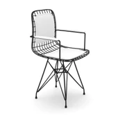 Knsz kafes tel sandalyesi 1 li mazlum syhbyz kolçaklı sırt minderli ofis cafe bahçe mutfak thumbnail 1