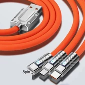 Şarj Kablosu 3 'in 1 Type-C + Micro Usb + Lightning Hızlı Şarj Silikon Kablo 1 Metre Kablo - 4