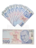 50 Adet 100 TL Geçersiz Para Parti Şaka Düğün Oyun Parası Fim Dizi Çekimleri İçin thumbnail 1